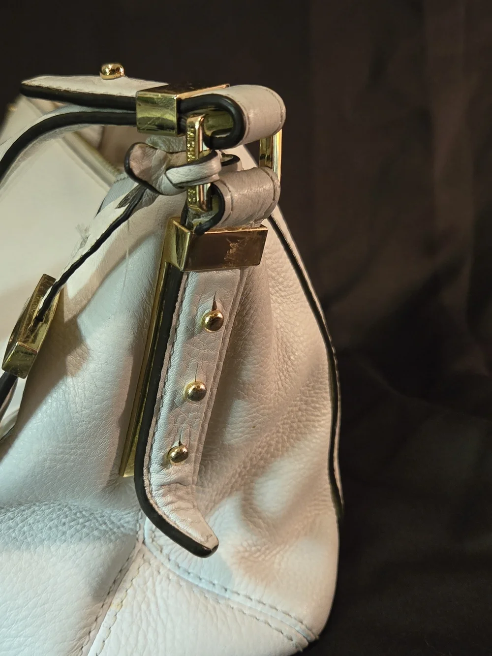 Michael Koros Women's Leather Crossbody Bag in White - Gold Hardware